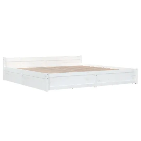 Cadre de lit sans matelas avec tiroirs blanc 200x200 cm