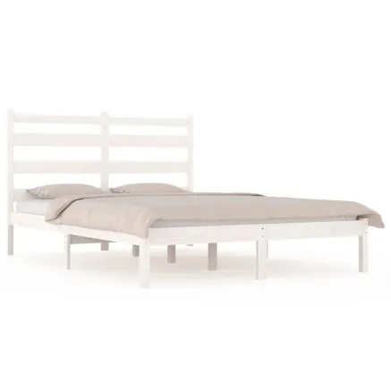 Cadre de lit sans matelas blanc bois de pin massif 2
