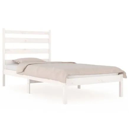 Cadre de lit sans matelas blanc bois massif 100x200 cm 2