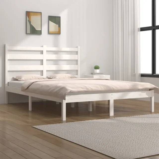 Cadre de lit sans matelas blanc bois massif 200x200 cm