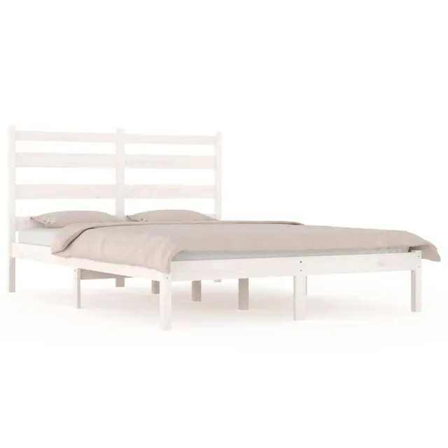 Cadre de lit sans matelas blanc bois massif 200x200 cm