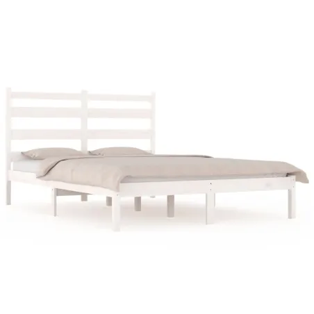 Cadre de lit sans matelas blanc bois massif 200x200 cm