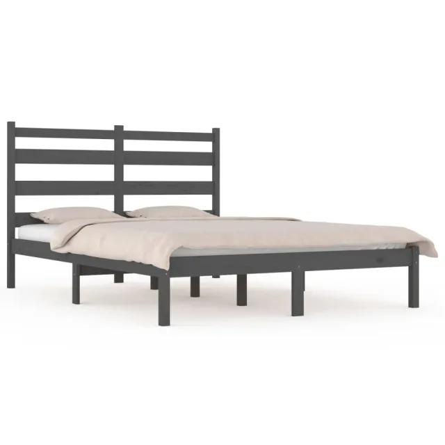 Cadre de lit sans matelas gris bois massif 200x200 cm