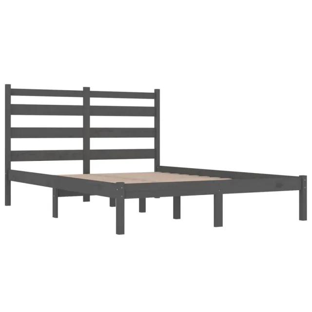 Cadre de lit sans matelas gris bois massif 200x200 cm