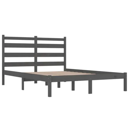 Cadre de lit sans matelas gris bois massif 200x200 cm