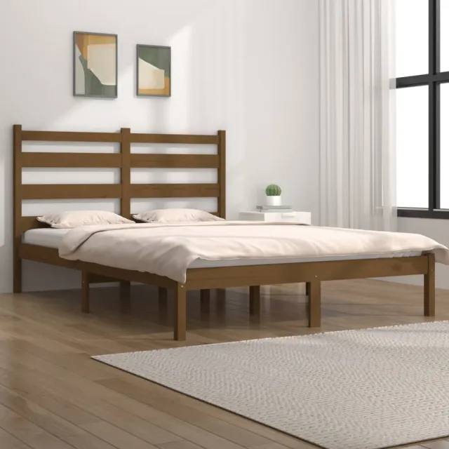Cadre de lit sans matelas marron miel bois massif 200x200 cm