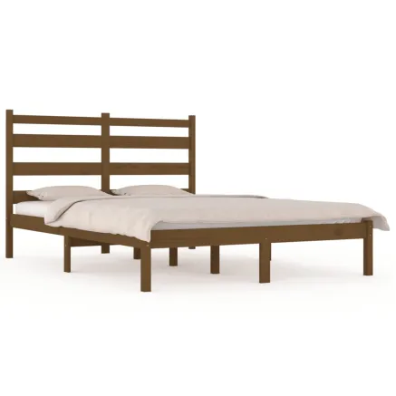 Cadre de lit sans matelas marron miel bois massif 200x200 cm 2