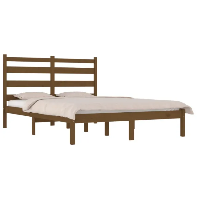 Cadre de lit sans matelas marron miel bois massif 200x200 cm