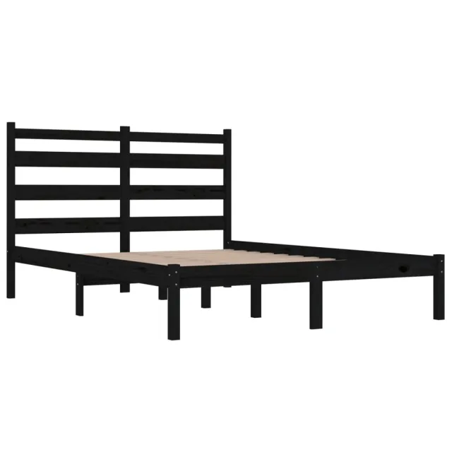 Cadre de lit sans matelas noir bois massif 200x200 cm