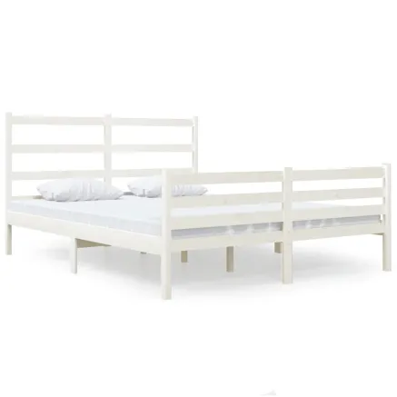 Cadre de lit sans matelas blanc bois massif 2