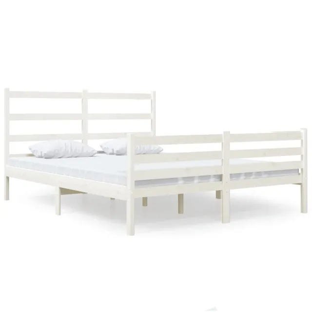 Cadre de lit sans matelas blanc bois massif