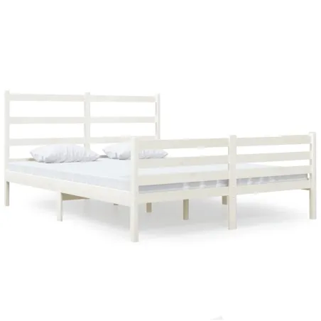 Cadre de lit sans matelas blanc bois massif
