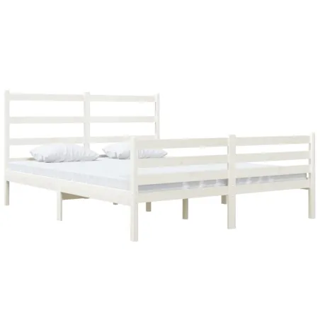 Cadre de lit sans matelas blanc bois massif