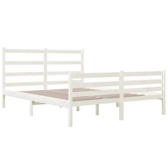 Cadre de lit sans matelas blanc bois massif
