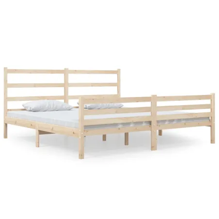 Cadre de lit sans matelas bois de pin massif 140x190 cm