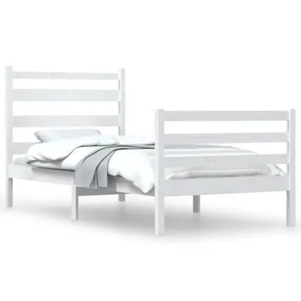 Cadre de lit sans matelas bois de pin massif 100x200 cm blanc 2