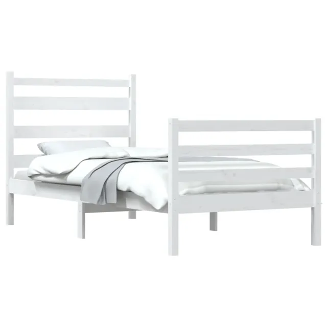 Cadre de lit sans matelas bois de pin massif 100x200 cm blanc