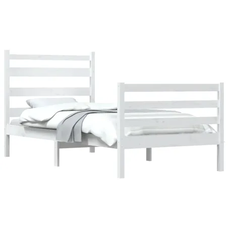 Cadre de lit sans matelas bois de pin massif 100x200 cm blanc
