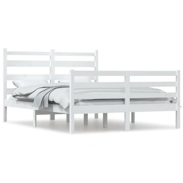 Cadre de lit sans matelas bois de pin massif 120x200 cm blanc