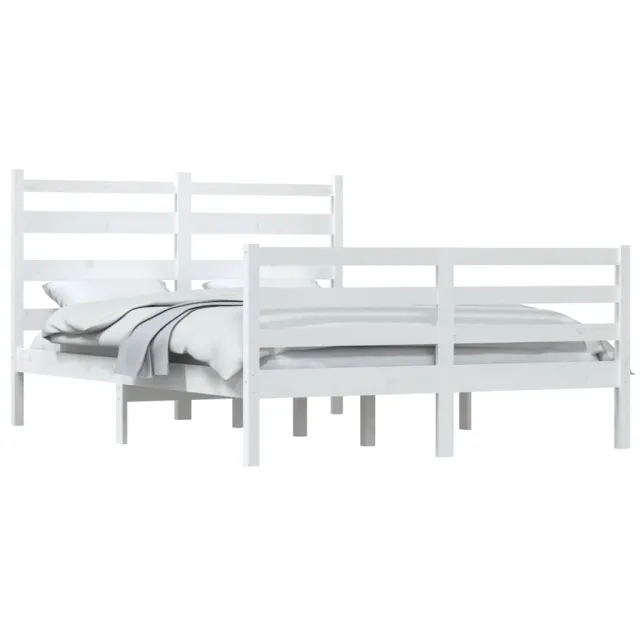 Cadre de lit sans matelas bois de pin massif 120x200 cm blanc