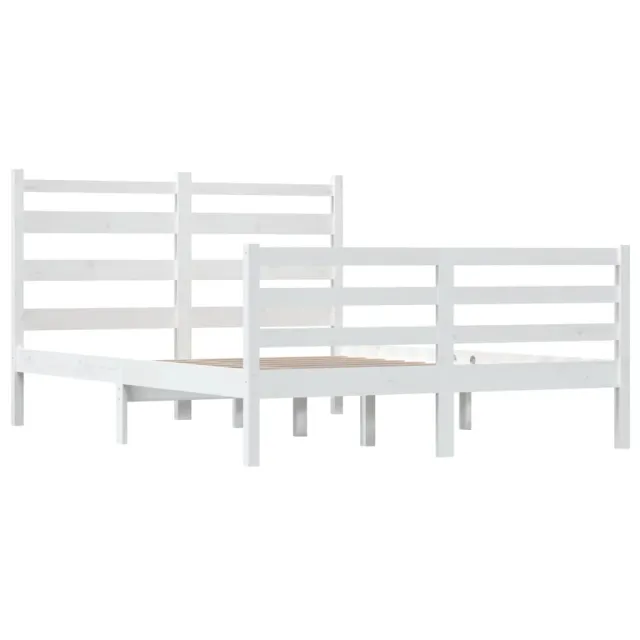 Cadre de lit sans matelas bois de pin massif 120x200 cm blanc