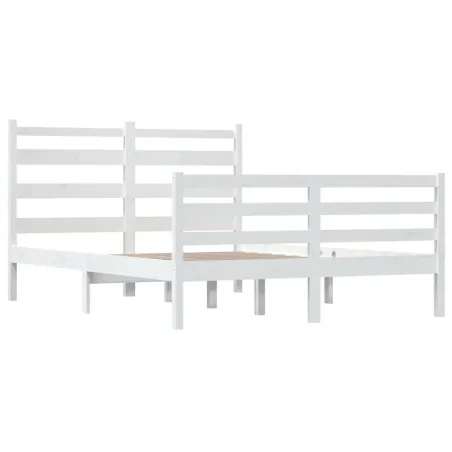 Cadre de lit sans matelas bois de pin massif 120x200 cm blanc