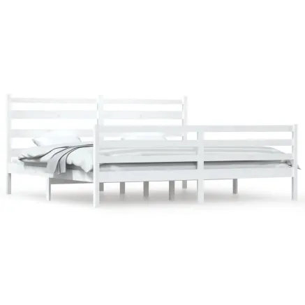 Cadre de lit sans matelas bois massif de pin 200x200 cm blanc 2