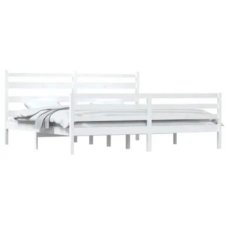 Cadre de lit sans matelas bois massif de pin 200x200 cm blanc