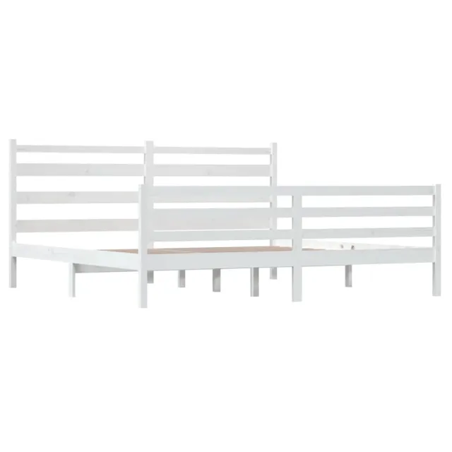 Cadre de lit sans matelas bois massif de pin 200x200 cm blanc