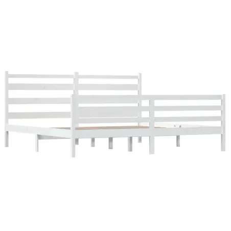Cadre de lit sans matelas bois massif de pin 200x200 cm blanc