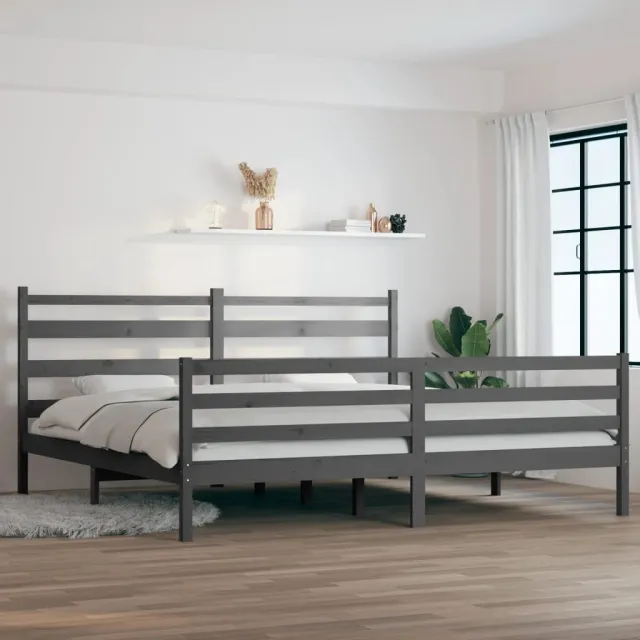 Cadre de lit sans matelas bois massif de pin 200x200 cm gris