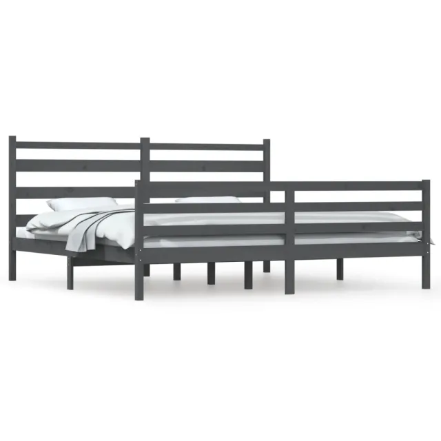 Cadre de lit sans matelas bois massif de pin 200x200 cm gris