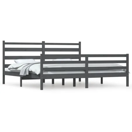Cadre de lit sans matelas bois massif de pin 200x200 cm gris