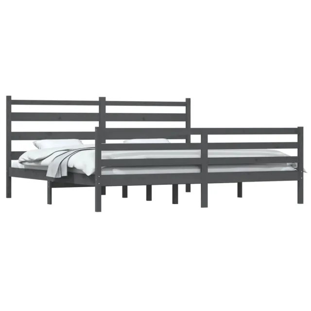 Cadre de lit sans matelas bois massif de pin 200x200 cm gris