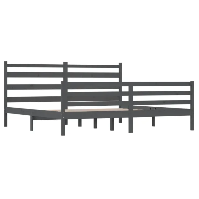 Cadre de lit sans matelas bois massif de pin 200x200 cm gris