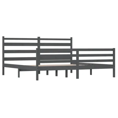 Cadre de lit sans matelas bois massif de pin 200x200 cm gris