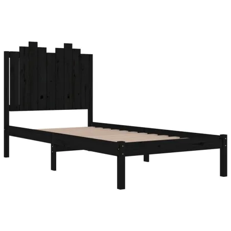 Cadre de lit sans matelas noir bois massif