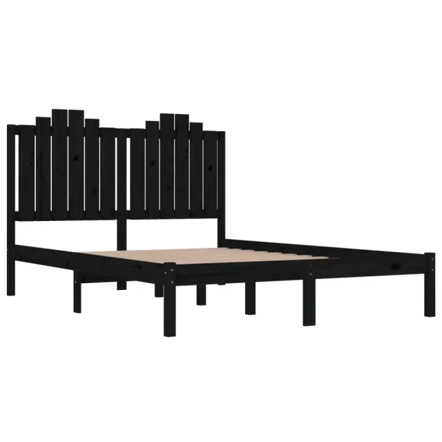 Cadre de lit sans matelas noir bois massif 200x200 cm