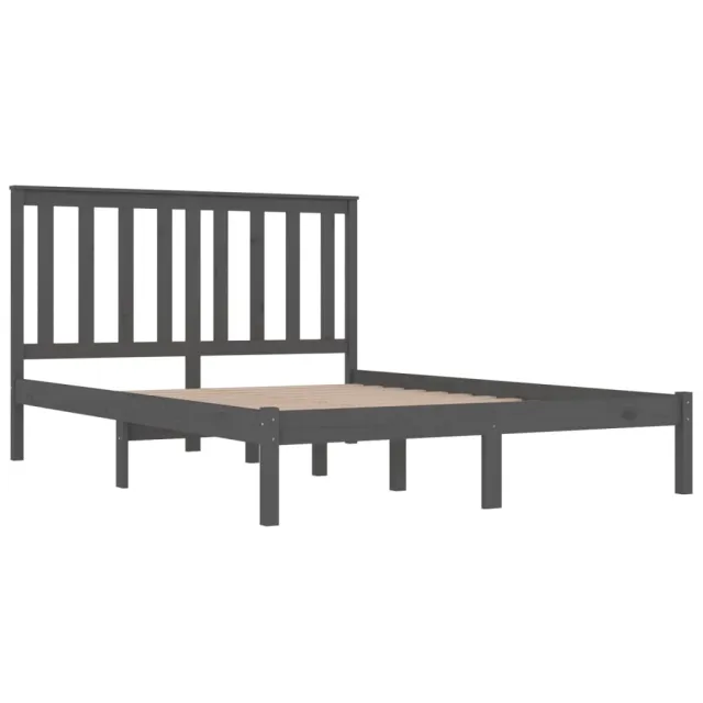 Cadre de lit sans matelas gris bois massif 200x200 cm