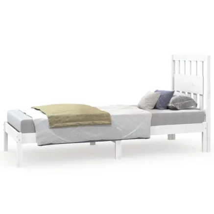 Cadre de lit sans matelas blanc bois massif 2