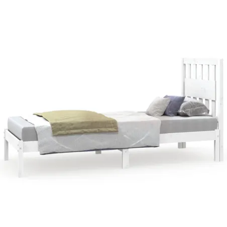 Cadre de lit sans matelas blanc bois massif