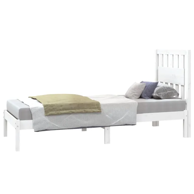 Cadre de lit sans matelas blanc bois massif