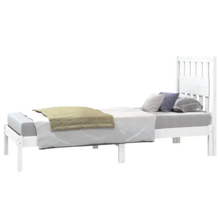 Cadre de lit sans matelas blanc bois massif