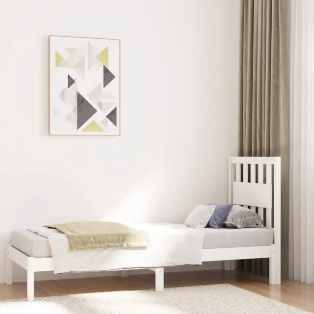 Cadre de lit sans matelas blanc bois massif