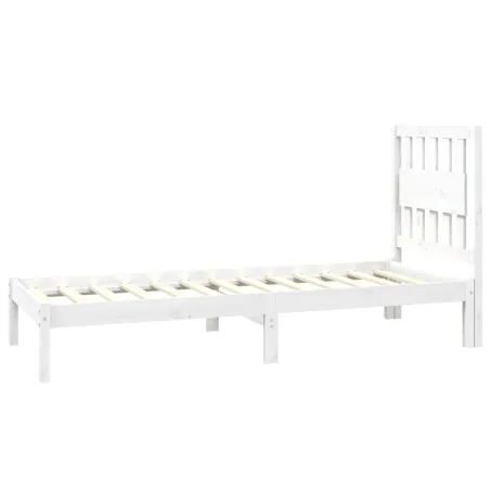 Cadre de lit sans matelas blanc bois massif