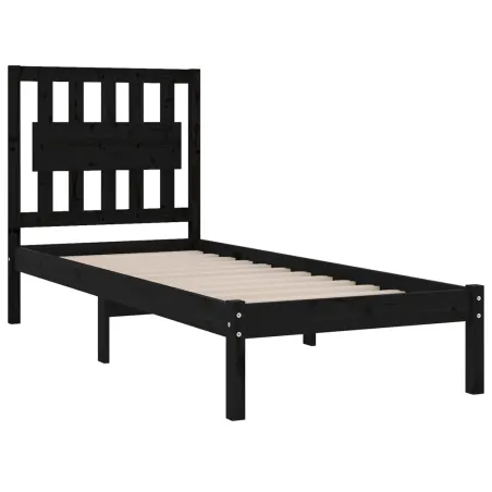 Cadre de lit sans matelas noir bois massif