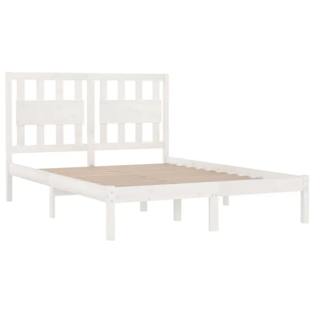 Cadre de lit sans matelas blanc bois massif 140x200 cm