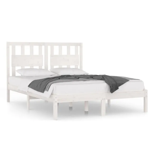 Cadre de lit sans matelas blanc bois massif 200x200 cm