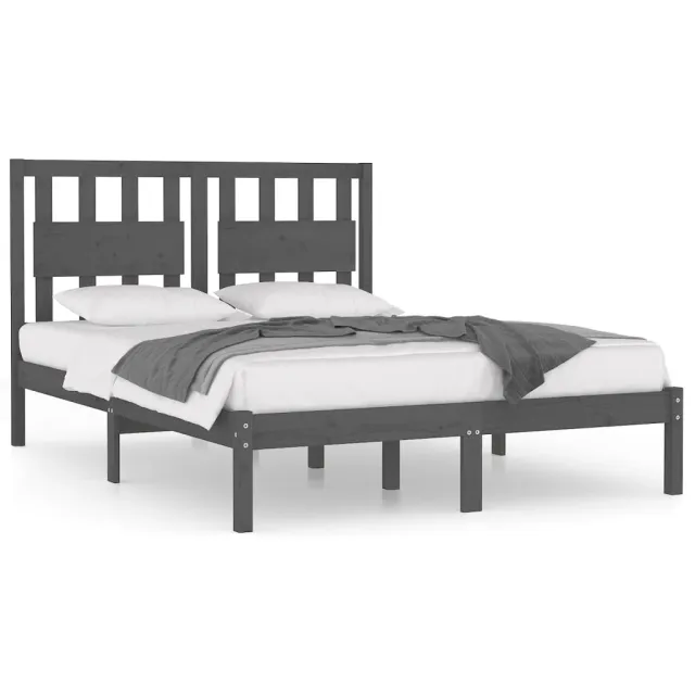 Cadre de lit sans matelas gris bois massif 200x200 cm