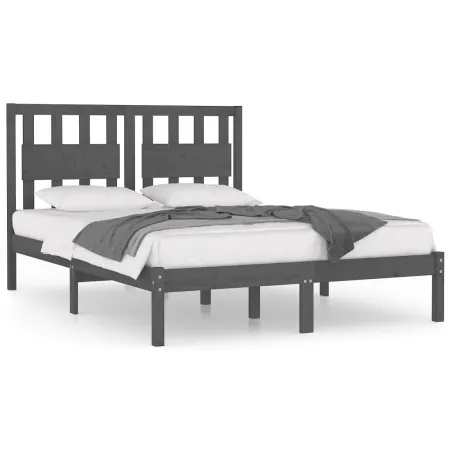 Cadre de lit sans matelas gris bois massif 200x200 cm